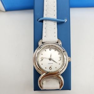 AVON Womens Wrist Watch, White Band Round Face, NEW in Original Box **READ